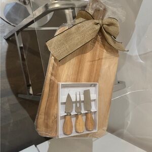 Elegant Wooden Cheese Board Set with Knives